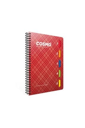 Cosmo 17x24 150 Yaprak 5 Bölmeli Plastik Kapak Spiralli Defter (3989) Kareli Kırmızı KRTKLB-Gıpta-3988-Kareli