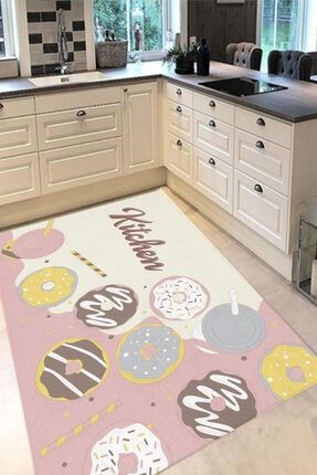 Bej Donnut Desenli Kitchen Mutfak Halısı 80x150 cm GH1008