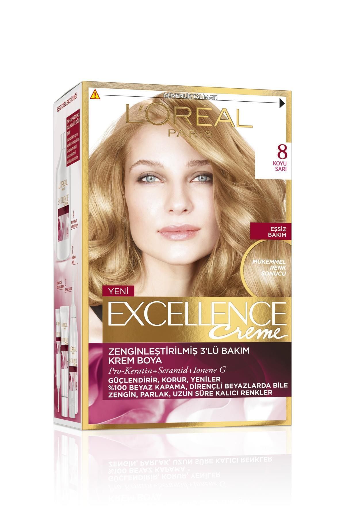 L Oreal Paris Sac Boyasi Excellence Creme 8 1 Kullu Koyu Sari 8690595357300 Trendyol