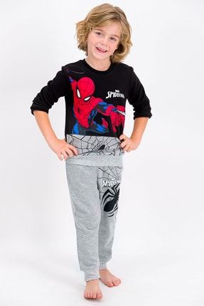 Spider Man Siyah Lisanslı Erkek Çocuk Eşofman Takımıı D4439-C