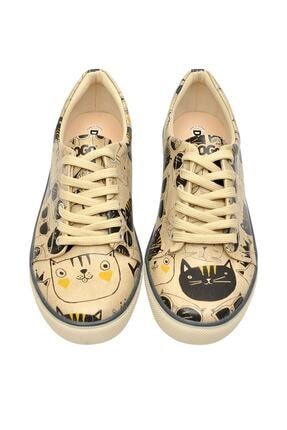 Monochrome Cats / Tasarım Baskılı Vegan / Sneakers Kadin Ayakkabı 1DGOW2020029
