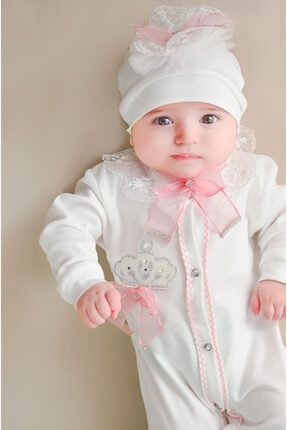 Kız Bebek Beyaz Işıltılı Kral Taçlı Güpürlü Set LS12199