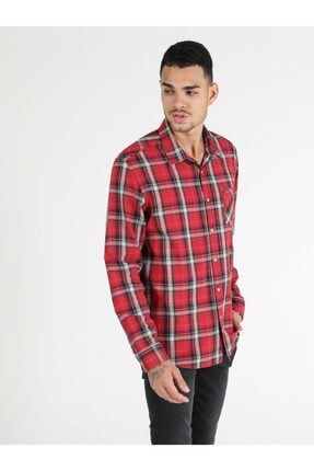 Regular Fit Shirt Neck Erkek Kırmızı Uzun Kol Gömlek .CL1050020_Q1.V1_RED