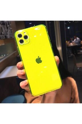 Iphone 11 Pro Max Kılıf Neon Renkli Kamera Korumalı Parlak Sarı Silikon Pickcase-mun-013