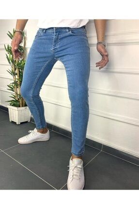 Erkek Mavi Skinny Fit Kot Jeans Likralı Bilek Kalıp Pantolon 612548930