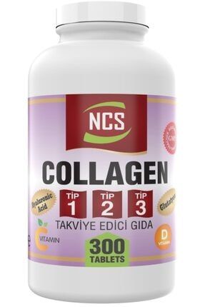 300 Tablet Hidrolize Collagen (kolajen) Type (tip) 1-2-3 Hyaluronic Acid Vitamin C & D Glutatyon ncsglt300tbkpsl