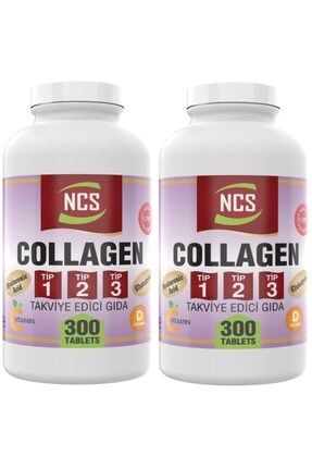 Collagen (kolajen) (tip) 1-2-3 Hyaluronic Acid 2 X 300 Tablet = 600 Tablet C & E & D Vitamini ncsclglt300x2