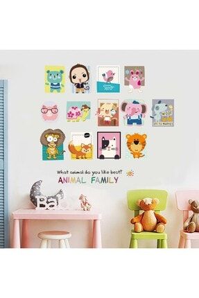 Çerçeveli Hayvan Resimleri Bebek Ve Çocuk Odası Dekorasyonu Duvar Sticker SK-454