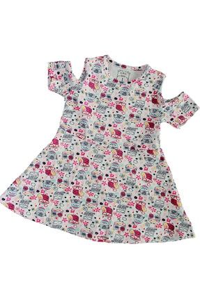 Baskı Desenli Askılı Kol Kız Bebek Elbise berci30040