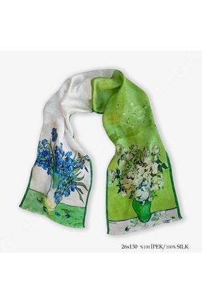 Van Gogh-roses %100 Ipek Fular 26*130cm 'art On Silk' Rose 26x130