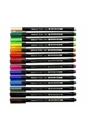 Fineliner 6500 Keceli Kalem 15 Degişik Renk+ Kızaklı Kalemlik Hediye PENSAN 6500/15