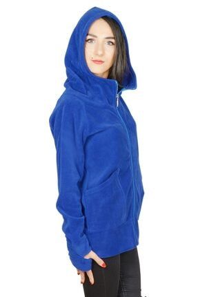 Kadın Mavi Eldivenli Polar Sweatshirt eldv1001