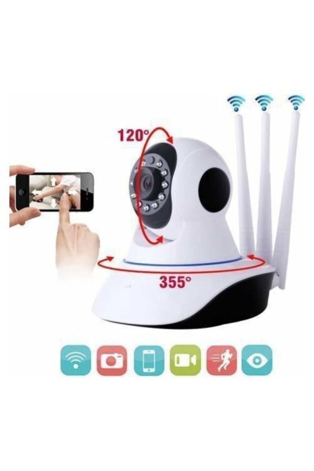 Kingboss Ip-26 Hareket Sensörlü 3 Antenli Kablosuz Bebek Telsizi Ve Ip Güvenlik Kamerası fotoğrafı 2 (önizleme)