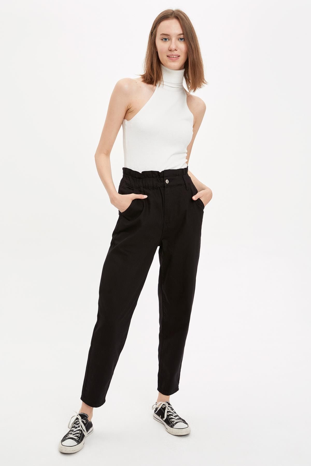 Defacto Kadin Black Red Slouchy Pantolon S7950az20au Trendyol