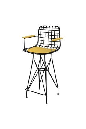 Knsz tel bar sandalyesi 1 li mağrur syhsrı kolçaklı 65 cm oturma yüksekliği bahçe cafe ofis MB.SND.05.01.05.601