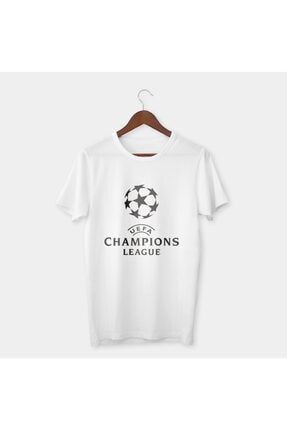 Unisex Beyaz Champions League Tshirt Şampiyonlar Ligi Tişört VECTORTSH01784