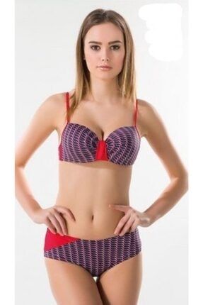 Kadın Lacivert Kırmızı Toparlayıcılı Yüksek Bel Bikini SM-LKB