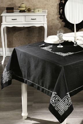 Nazik Home Pera Nakisli 160cmx260cm Dertsiz Masa Ortusu Siyah Trendyol