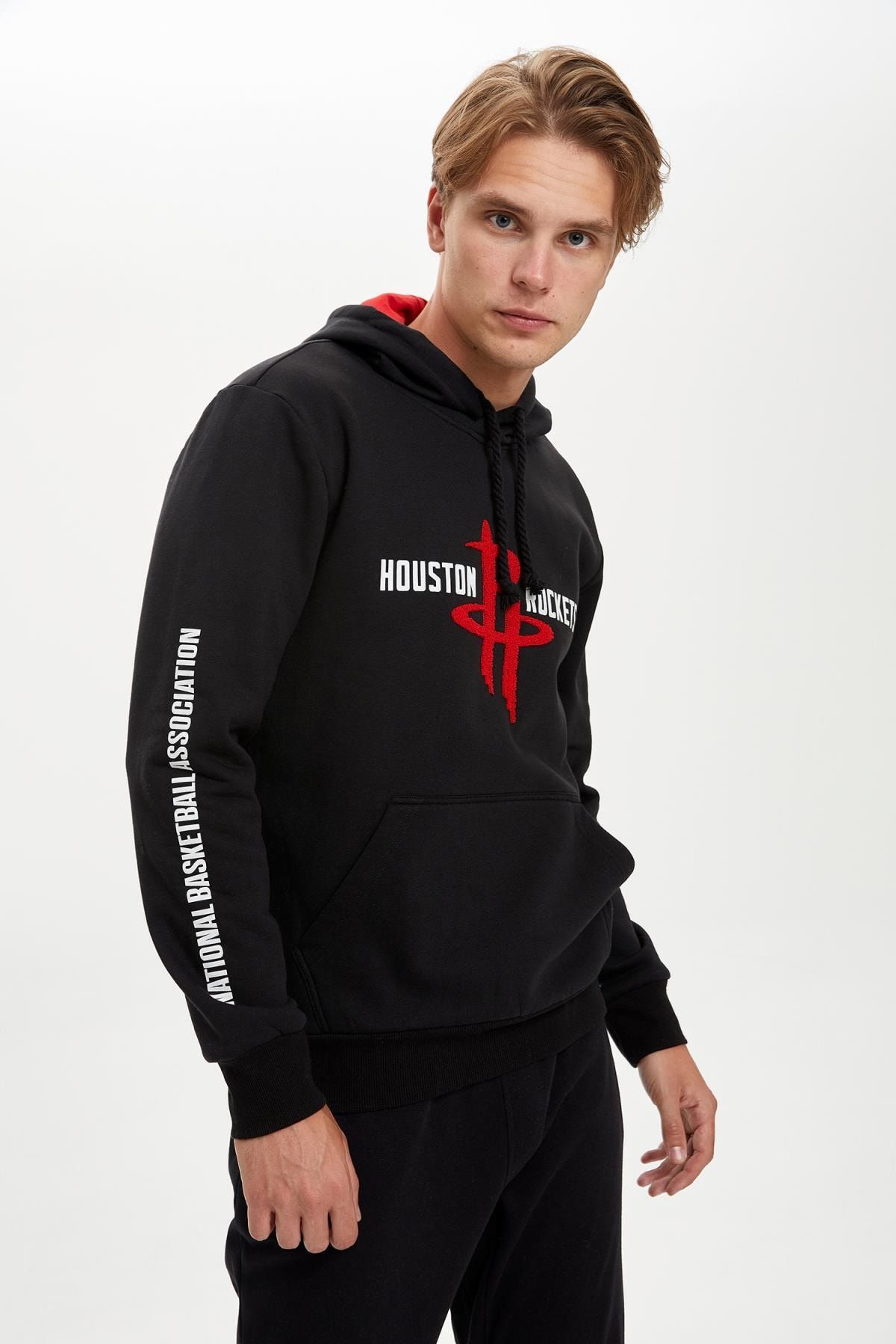 Defacto Erkek Siyah Nba Lisansli Slim Fit Kapusonlu Sweatshirt R3249az20au Trendyol