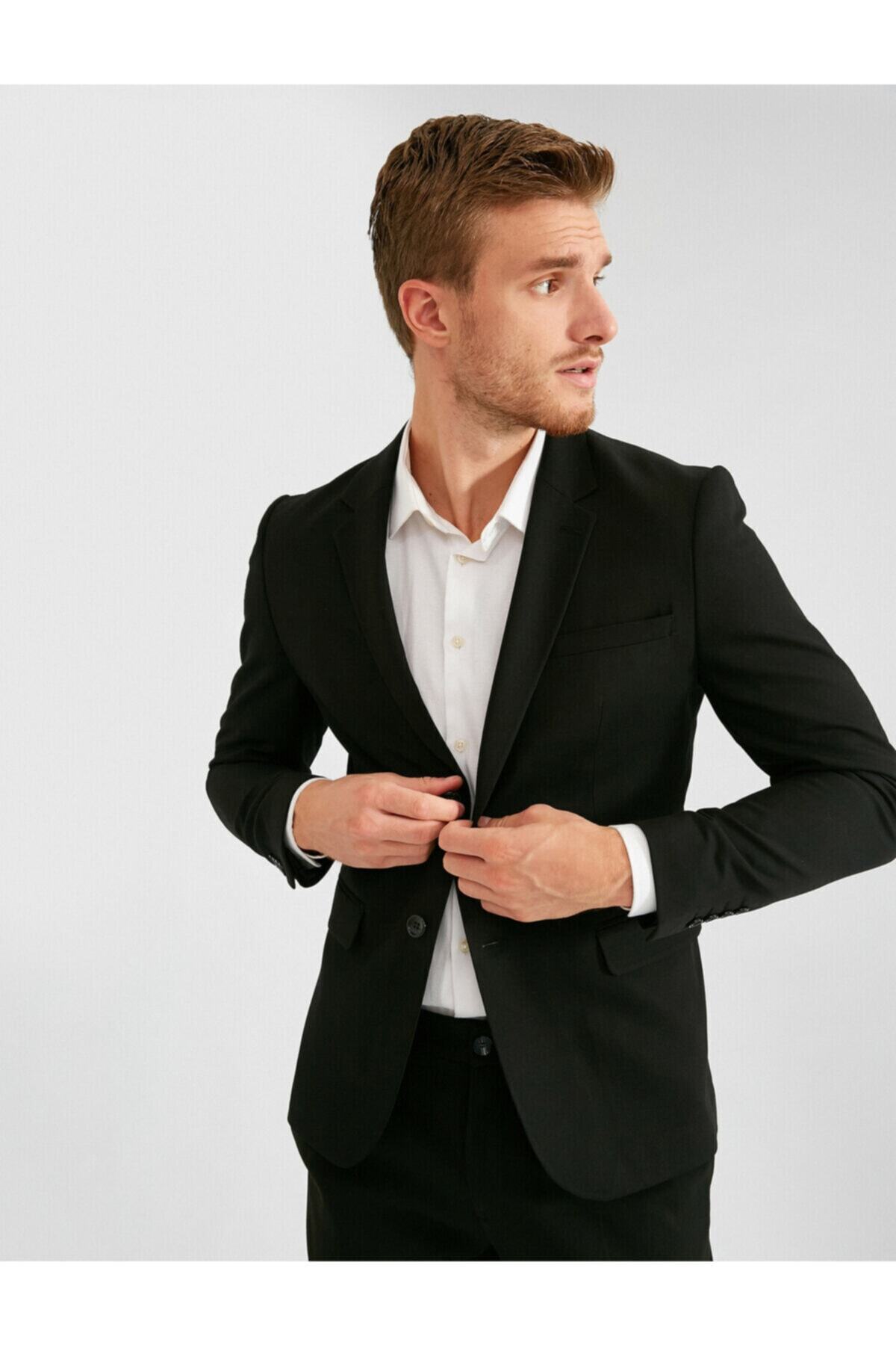 ژاکت مردانه آبی سرمه ای Koton | 1KAM59228NW اورجینال - تصویر 2