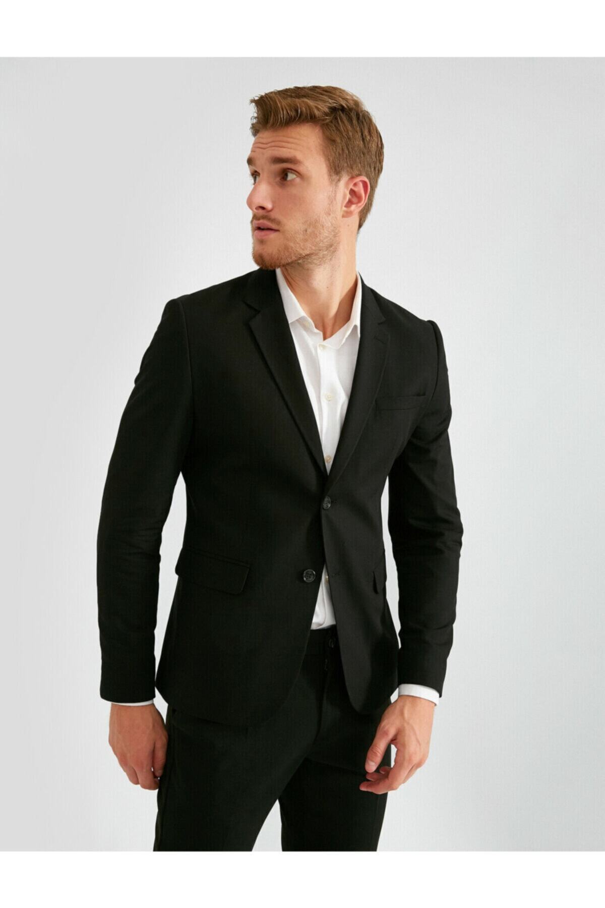 ژاکت مردانه آبی سرمه ای Koton | 1KAM59228NW اورجینال - تصویر 3