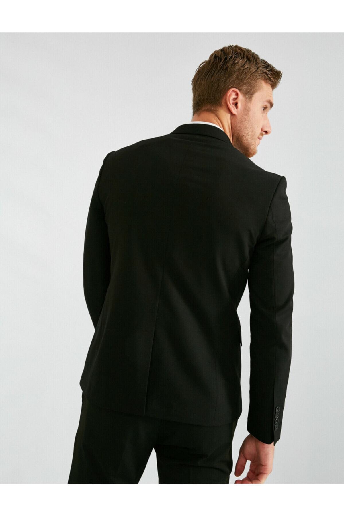 ژاکت مردانه آبی سرمه ای Koton | 1KAM59228NW اورجینال - تصویر 4