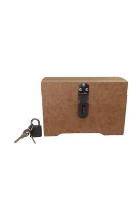 Ahşap Boyanabilir Kumbara-kilitli Bahşiş Kutusu-tipbox i4