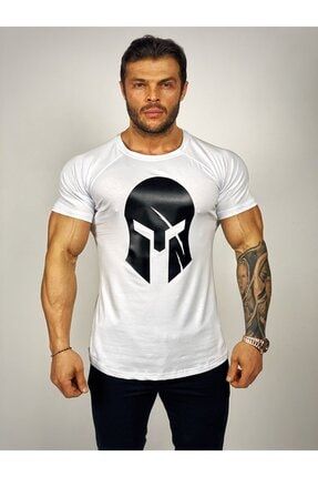 Erkek Beyaz Sparta Fitness T-shirt BLCK145380