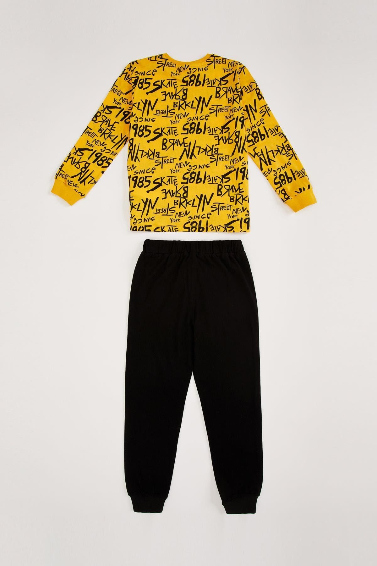 Defacto Erkek Cocuk Sehir Isimli Yazi Baskili Uzun Kollu Pijama Takimi Trendyol