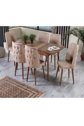 Stoker Floranka Cappucino Yemek Odasi Konsollu Yemek Odasi Takimi 6 Sandalyeli Trendyol