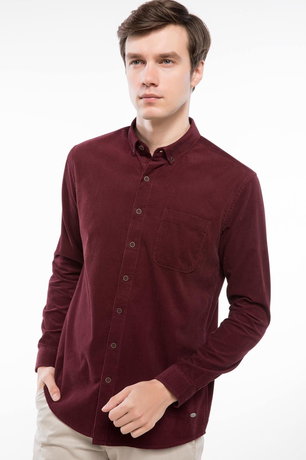Defacto Erkek Modern Fit Tek Cep Kadife Gomlek J1153az 18wn Br34 Trendyol