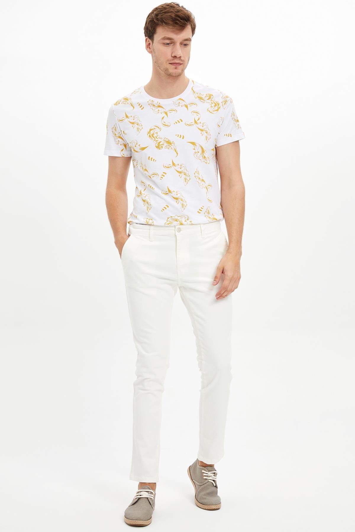 Defacto Erkek Beyaz Slim Fit Chino Pantolon L5695az 19au Wt33 Trendyol