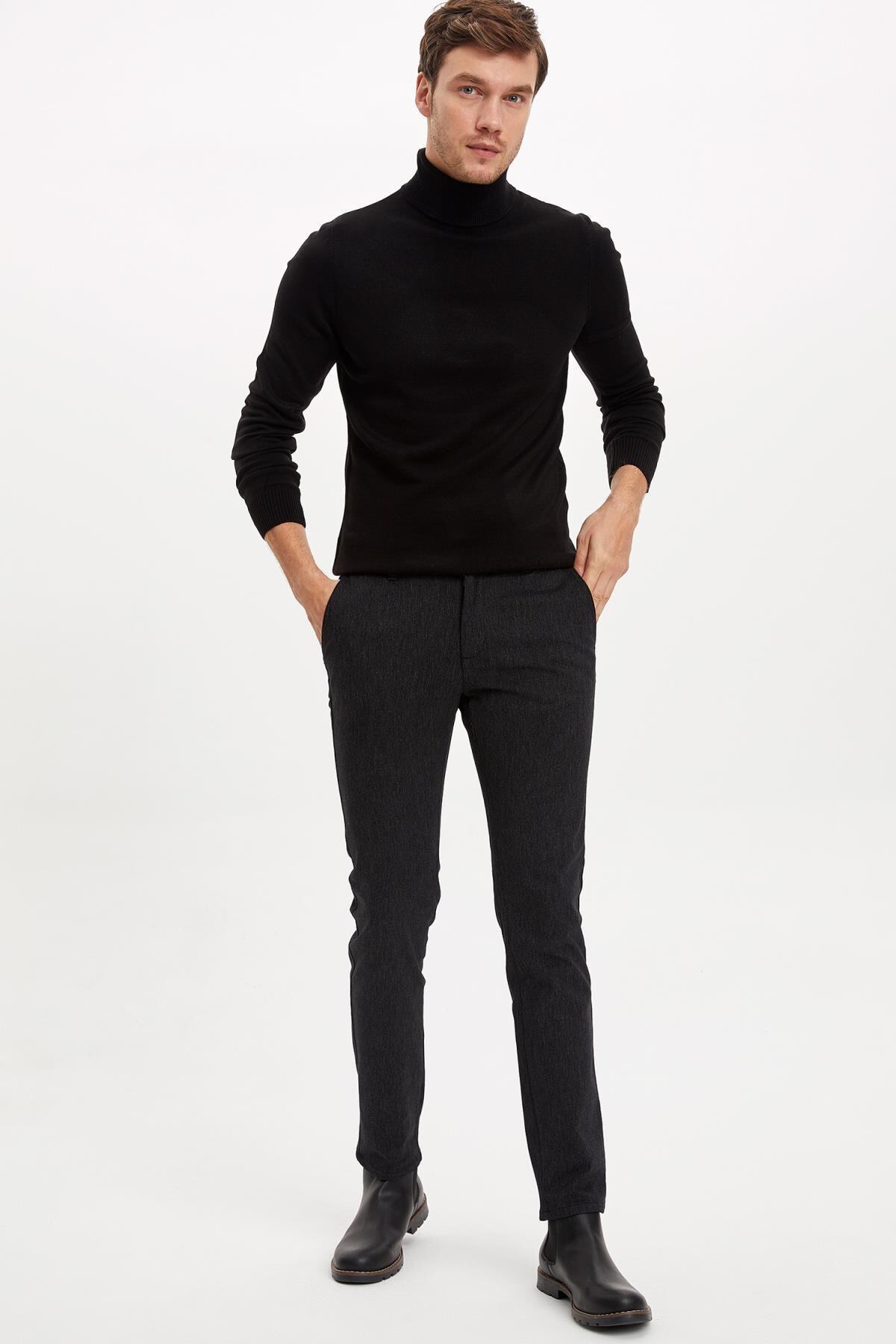 بافت و پلیور مردانه مشکی دفکتو | L0881AZ.19WN.BK27 اورجینال - تصویر 2