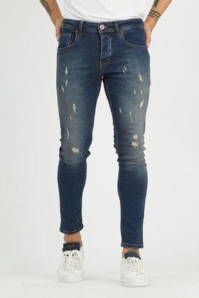 Küçük Yırtıklı Likralı Skinny Kalıp Mavi Kot Pantolon DSQ10061