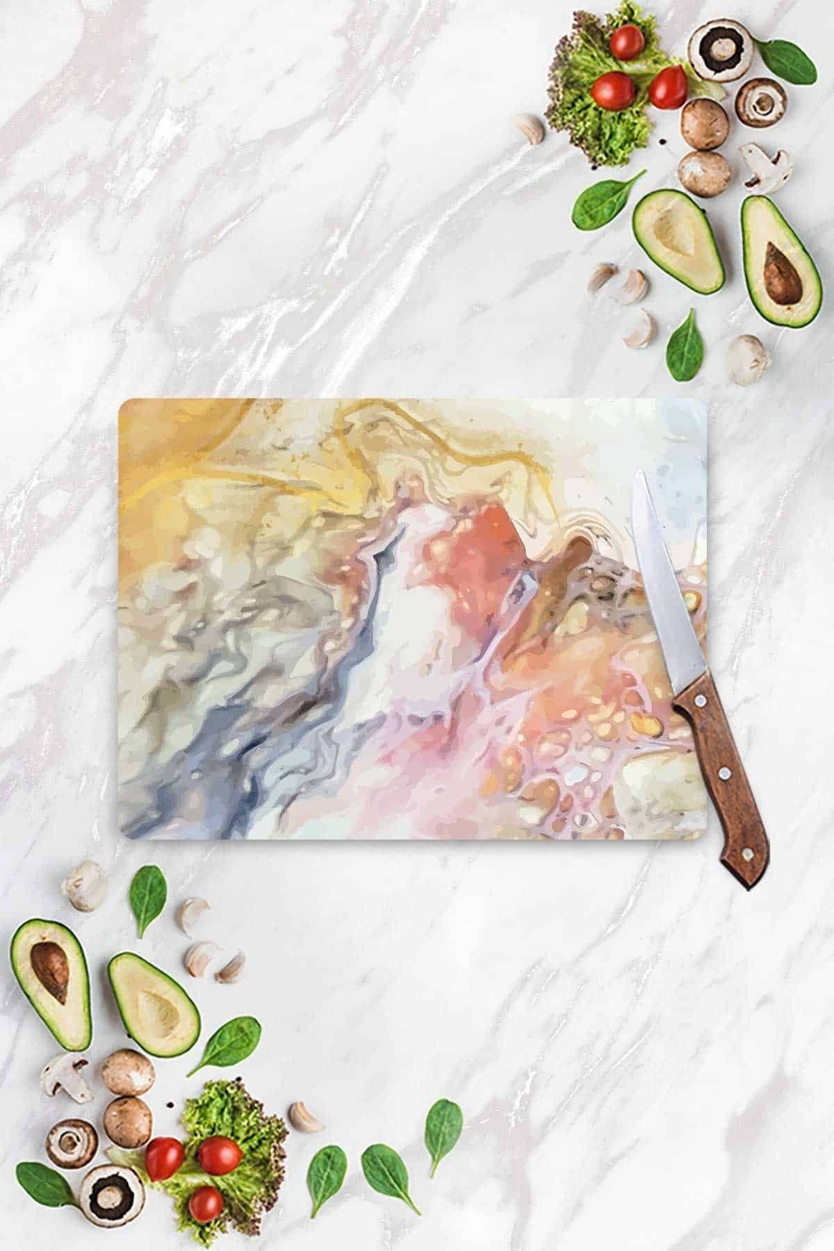 Decovetro-30x40 Cm Mixed Marble Look Glass Cutting Board 2