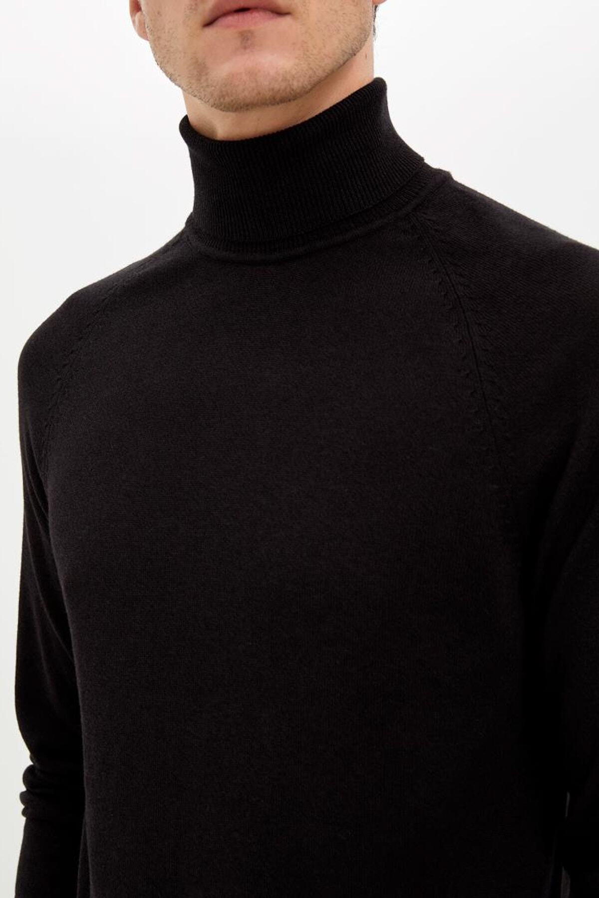 DeFacto-Men's Black Turtleneck Basic Sweater L1905Az.19Wn.Bk27 3