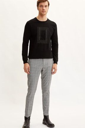 Defacto Erkek Gri Esnek Kumas Kareli Pantolon M2723az 19hs Gr42 Trendyol