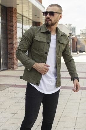 Zenet Jeans Erkek Slimfit Haki Renk Kot Ceket Trendyol