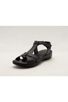 Kadın Deri Siyah Poli Taban Comfort Sandalet 9268