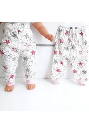 Yıldızlı Pembe Tek Alt Bebek Penye Pijama 3879