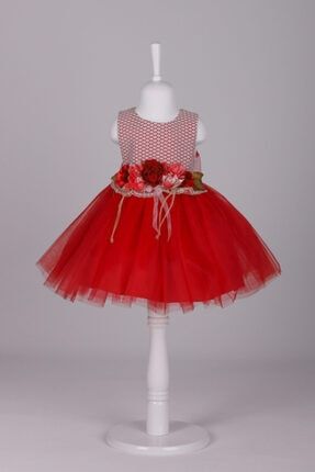 Kız Çocuk Kırmızı Abiye Elbise 19061-5YAŞ