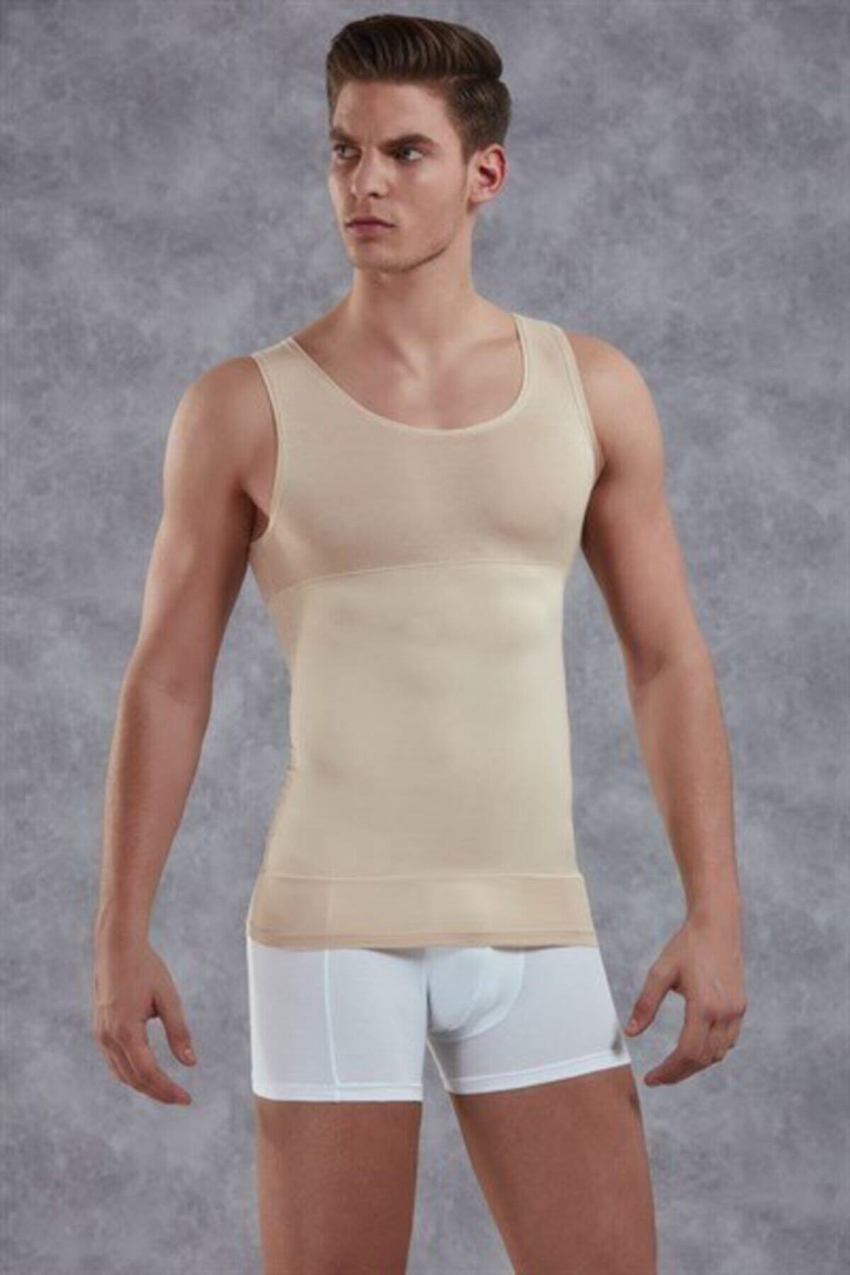 Doreanse-Λευκός ανδρικός κορσές Tank Top 5950 - Βαμβακερό, Φαρδύς γιακάς, Ανακλινόμενο 5