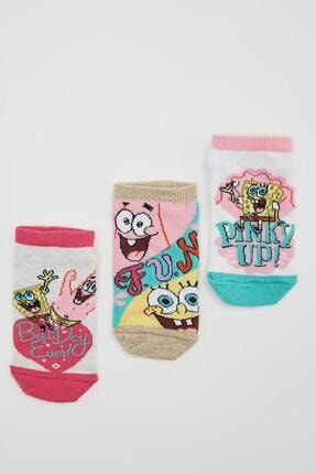 Kız Çocuk Spongebob Squarepants Lisanslı Patik Çorap 3'lü T9708A621SP