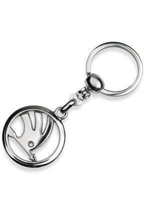 Modül Skoda Logolu Metal Otomobil Anahtarlığı - Krom Kaplamalı