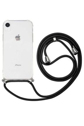 Iphone Xr Şeffaf Boyun Askılı Kılıf Siyah XRANDROD001