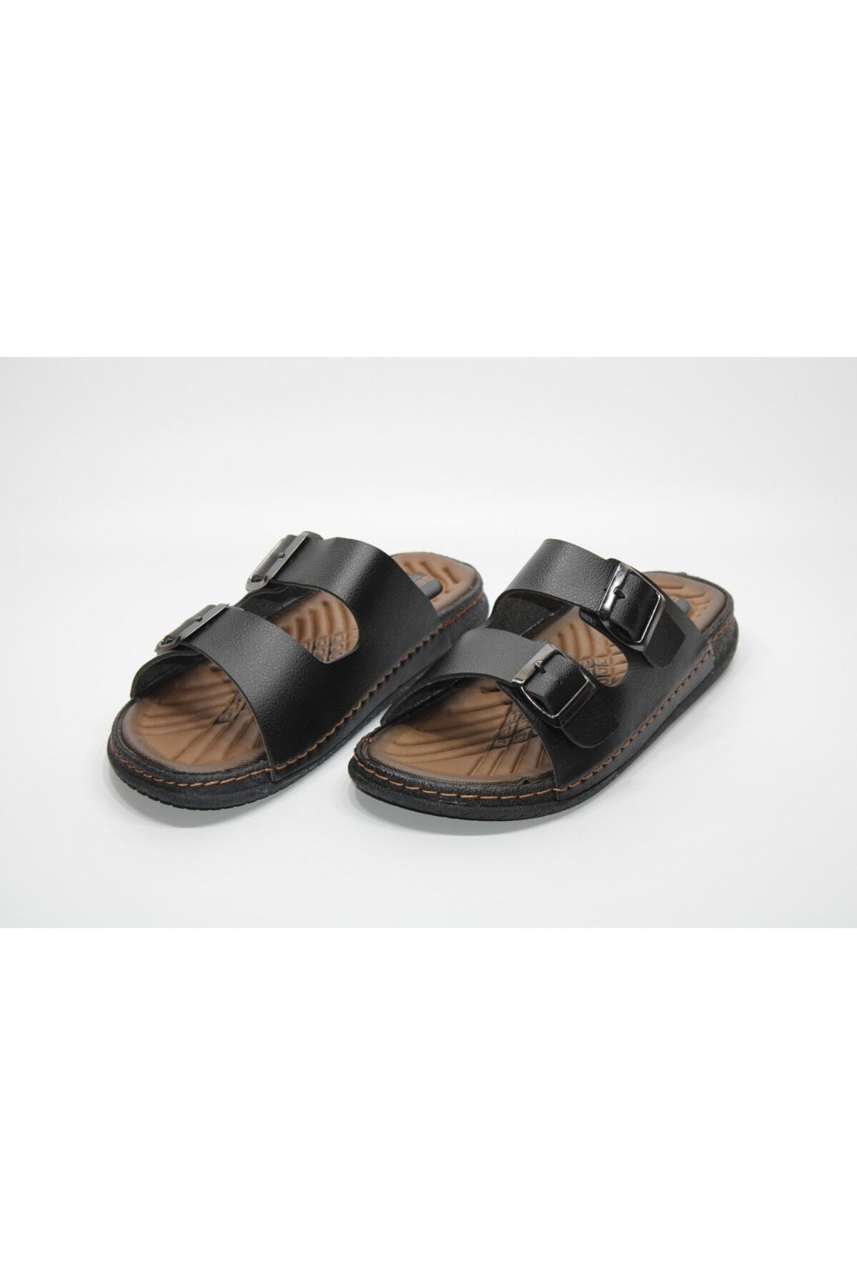 GEZER-Orthopedic Adjustable Double Buckle Brown Daily Home-Work-Street Slippers 3