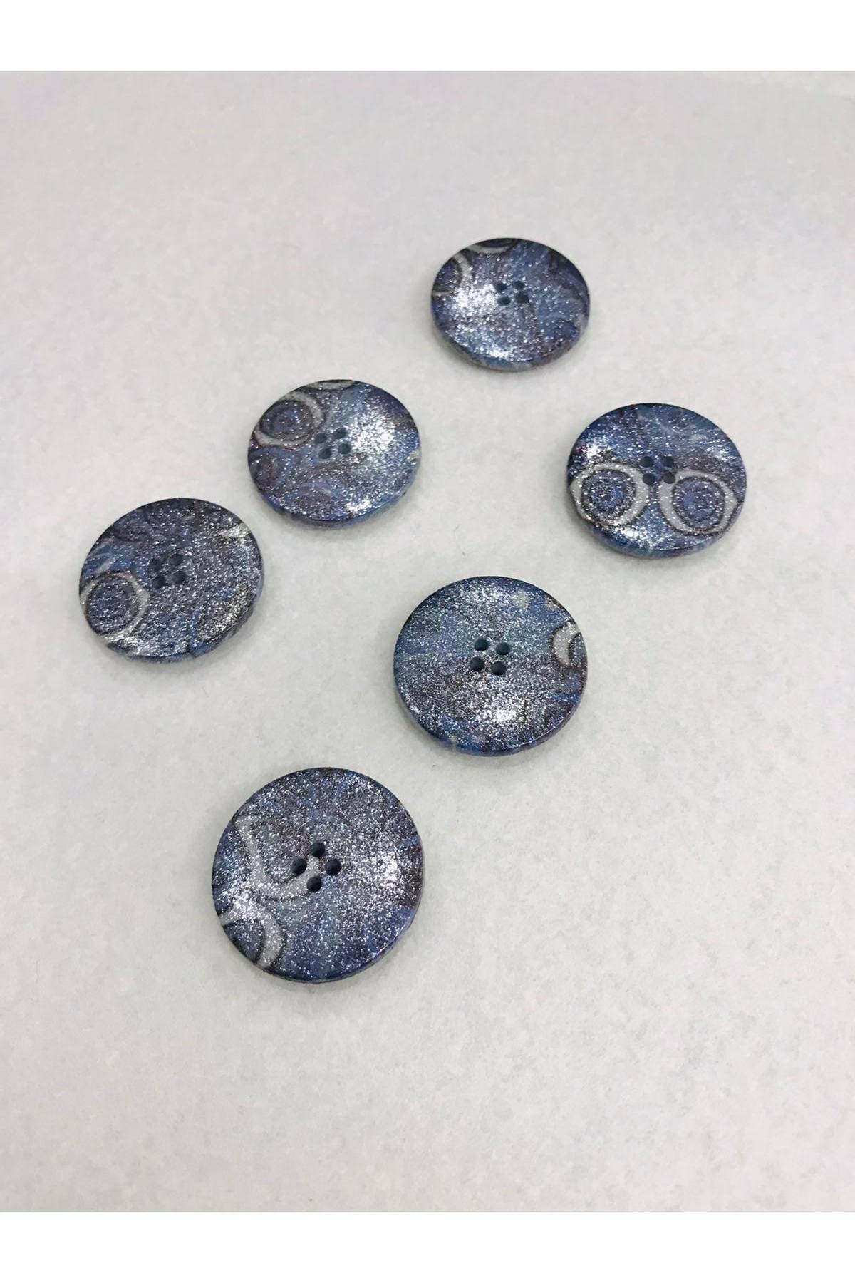 Italian Silvery Button 6 Pieces