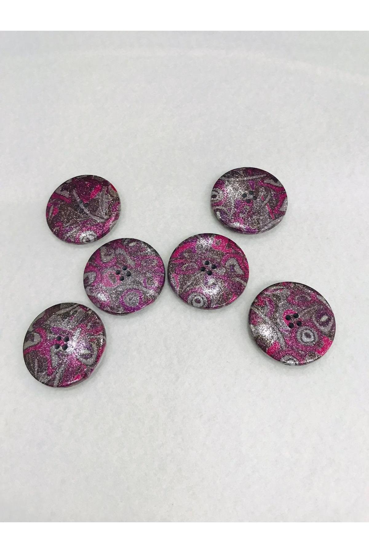 Italian Silvery Button 6 Pieces