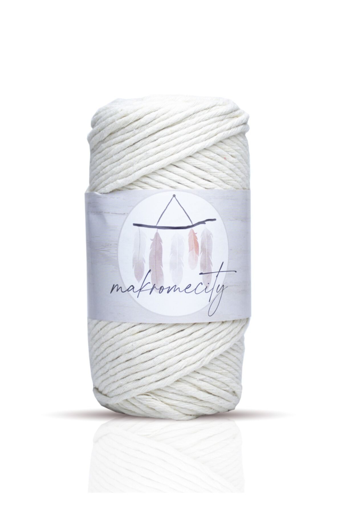 Makromecity-Taranan Macrame Thread 3mm Single Twist Macrame Scannable Hobby Thread Set of 3 Ecru Mint Baby Pink 2