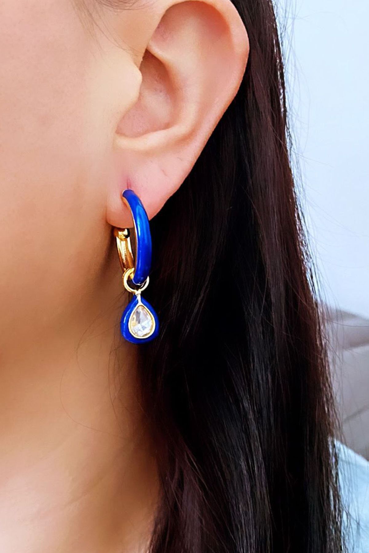 Blue 2025 enamel earrings